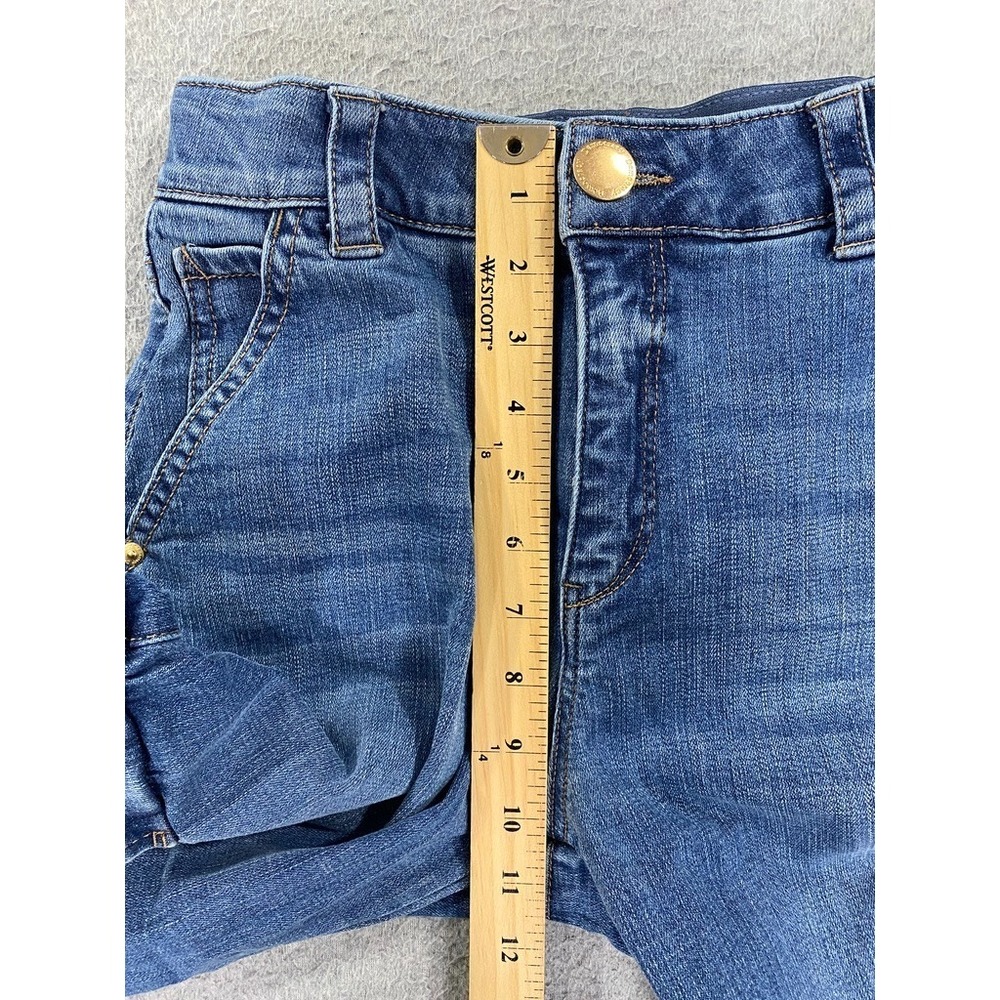 Democracy Ab Technology Wide Leg Jeans Womens Size 2 Blue Cargo Stretch Raw Hem - Picture 3 of 9